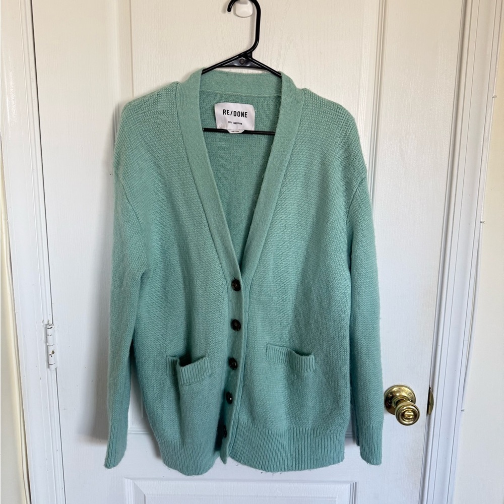 Re/Done Oversized 90’s Cardigan in Spearmint - Picture 7 of 7